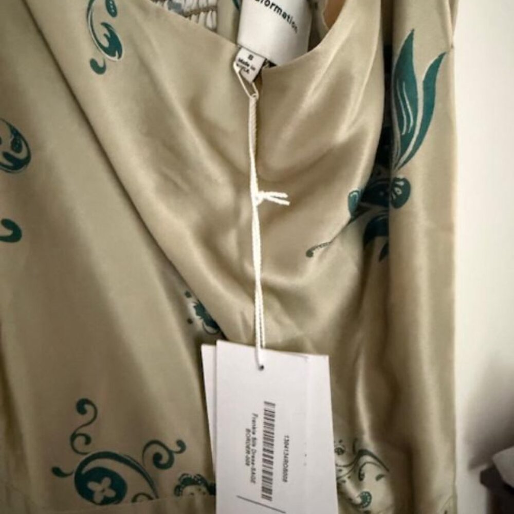 NWT Reformation Frankie Silk Dress - Sage Border - Size 8 - Picture 6 of 6